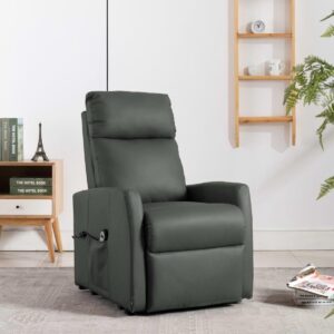 vidaXL Fauteuil elektrisch sta-op-stoel kunstleer grijs