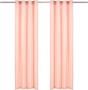 vidaXL Gordijnen met metalen ringen 2 st 140x225 cm katoen roze