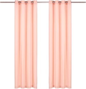 vidaXL Gordijnen met metalen ringen 2 st 140x245 cm katoen roze