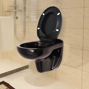 vidaXL Hangend toilet met soft-close toiletbril keramiek donkerbruin