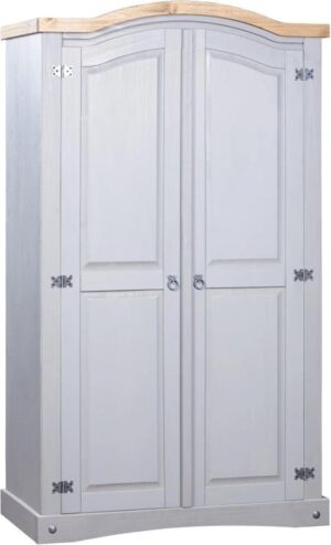 vidaXL Kledingkast 2 deuren Mexicaans grenenhout Corona-stijl grijs