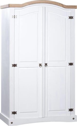 vidaXL Kledingkast met 2 deuren Mexicaans grenenhout Corona-stijl wit