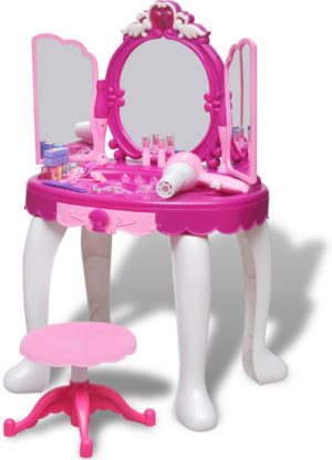 vidaXL Staande speelgoedkaptafel met 3 spiegels en licht/geluid voor kinderen kinderkamer