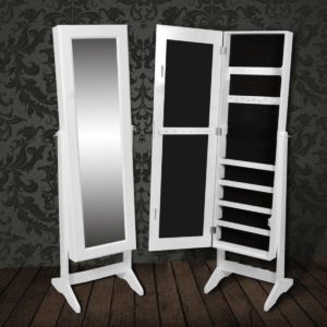 vidaXL - Staande spiegel Sieradenkast met spiegel 146 x 36 x 40 cm (wit)