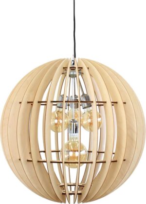 wodewa moderne hanglamp hout plafondlamp GLOBE nature Ø 63cm duurzame plafondlamp LED E27 berkenhout houten lamp in hoogte verstelbare hanglamp