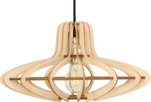 wodewa moderne hanglamp hout plafondlamp MEDUSA natuur Ø 37cm duurzame plafondlamp LED E27 berkenhout houten lamp in hoogte verstelbare hanglamp