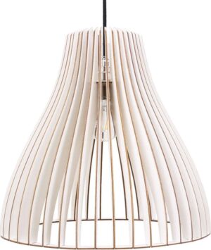 wodewa moderne hanglamp hout plafondlamp NUBES witte LED E27 duurzame plafondlamp berkenhout houten lamp in hoogte verstelbare hanglamp