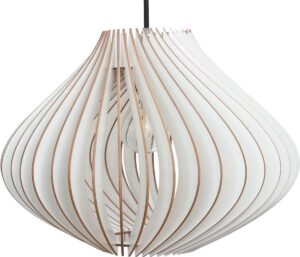 wodewa moderne hanglamp hout plafondlamp VENTUS witte LED E27 duurzame plafondlamp berkenhout houten lamp in hoogte verstelbare hanglamp
