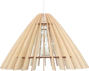 wodewa moderne hanglamp houten plafondlamp SHADE natural Ø 46cm duurzame plafondlamp LED E27 berkenhouten houten lamp in hoogte verstelbare hanglamp