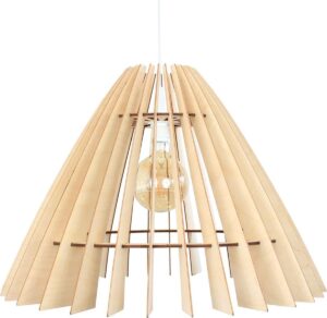 wodewa moderne hanglamp houten plafondlamp SHADE natural Ø 68cm duurzame plafondlamp LED E27 berkenhouten houten lamp in hoogte verstelbare hanglamp