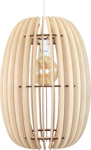 wodewa moderne hanglamp houten plafondlamp SPHÄRA I natuurlijke LED E27 duurzame plafondlamp berkenhout houten lamp verstelbare hoogte hanglamp