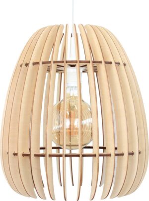 wodewa moderne hanglamp houten plafondlamp SPHÄRA II natuurlijke LED E27 duurzame plafondlamp berkenhout houten lamp in hoogte verstelbare hanglamp