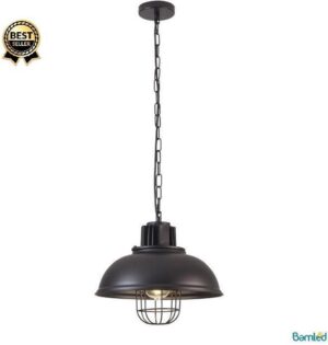 ® Premium Hoge Kwaliteit Industriële Hanglamp Landelijk Eetkamer Eettafel Lamp - 1 Hang Lamp - Industrieel Rond - Zwart