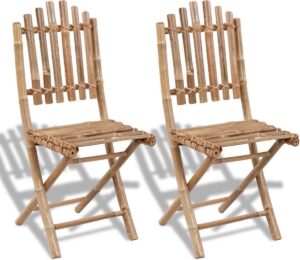 2 x Tuinstoel Bamboe (Incl LW Fleece deken) / Tuin stoelen / Buiten stoelen / Balkon stoelen / Relax stoelen