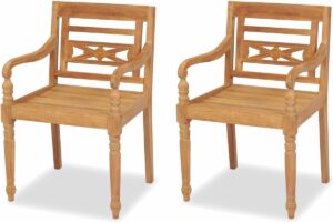 2 x Tuinstoel Hout (Incl LW Fleece deken) - Tuin stoelen - Buiten stoelen - Balkon stoelen - Relax stoelen