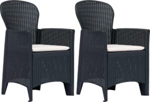 2 x Tuinstoel Zwart (Incl LW Fleece deken) - Tuin stoelen - Buiten stoelen - Balkon stoelen - Relax stoelen