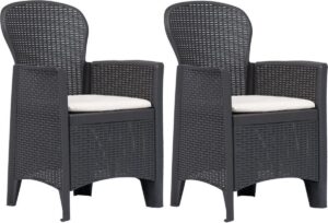 2 x Tuinstoelen Bruin (Incl LW Fleece deken) - Tuin stoelen - Buiten stoelen - Balkon stoelen - Relax stoelen