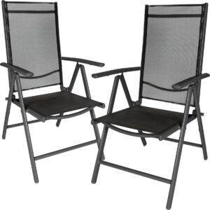 2x aluminium tuinstoel / tuin stoel antraciet - zwart 401633