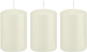 3x Ivoorwitte cilinderkaars/stompkaars 5 x 8 cm 18 branduren - Geurloze kaarsen - Woondecoraties