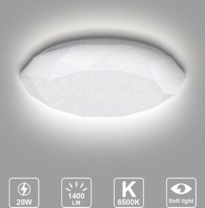 Aigostar LED Plafondlamp - Ceiling lamp - 20W - 6500K - Ø 34 cm - Diamant