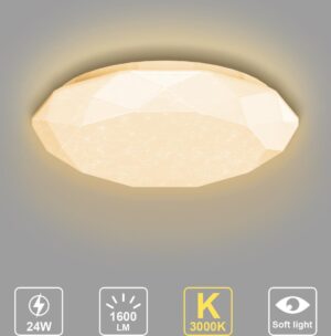 Aigostar LED Plafondlamp - Ceiling lamp - 24W - 3000K - Ø 40 cm - Diamant