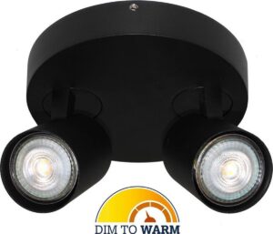 Artdelight - Plafondlamp Vivaro 2L Rond - Zwart - 2x LED 4,9W 2200K-2700K - IP20 - Dim To Warm > spot verlichting led | plafonniere led zwart | led lamp