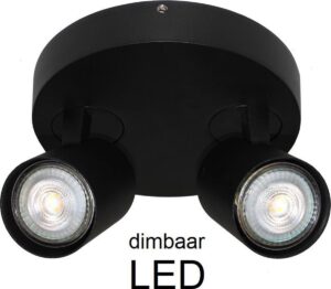 Artdelight - Plafondlamp Vivaro 2L Rond - Zwart - 2x LED 4,9W 2700K - IP20 - Dimbaar > spot verlichting led | plafonniere led zwart | led lamp