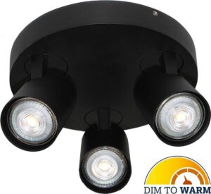 Artdelight - Plafondlamp Vivaro 3L Rond - Zwart - 3x LED 4,9W 2200K-2700K - IP20 - Dim To Warm > spot verlichting led | plafonniere led zwart | led lamp