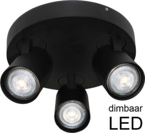 Artdelight - Plafondlamp Vivaro 3L Rond - Zwart - 3x LED 4,9W 2700K - IP20 - Dimbaar > spot verlichting led | plafonniere led zwart | led lamp
