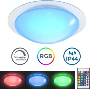 B.K.Licht Askella LED badkamer plafondlamp - dimbaar - RGB - afstandsbediening - IP44
