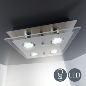 B.K.Licht Dorado LED plafondlamp plafonnière - 4-lichts - glas - warm wit licht