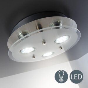 B.K.Licht LED plafondlamp plafonnière - GU10 - 3-lichts - glas - Ø25cm