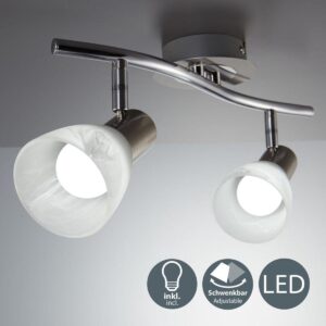 B.K.Licht Lunas II LED plafondlamp spots - 2-lichts - E14 - glas - verlichting woonkamer keuken slaapkamer