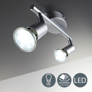B.K.Licht Lunis II LED plafondlamp - 2-lichts - GU10 - kantelbaar - plafondverlichting spots woonkamer slaapkamer