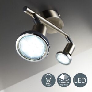 B.K.Licht Mika LED plafondlamp spots - 2-lichts - GU10 - chroom