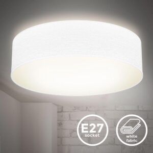 B.K.Licht plafondlamp plafonnière 2x E27 lampenkap wit - IP20 - Ø380mm