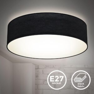 B.K.Licht plafondlamp plafonnière 2x E27 lampenkap zwart - IP20 - Ø380mm