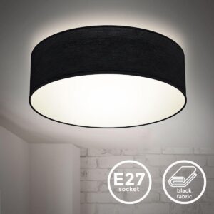 B.K.Licht plafondlamp plafonnière E27 lampenkap zwart - IP20 - Ø 300mm