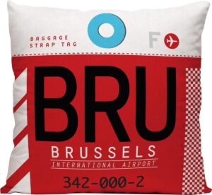BRU (Luchthaven Brussel, Belgie) - Sierkussen - 40 x 40 cm - Reizen / Vakantie - Reisliefhebbers - Voor op de bank/bed