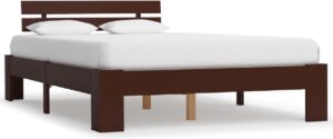 Bedframe Donkerbruin Hout (Incl LW Anti kras Vilt) 120x200 cm - Bed frame met lattenbodem - Tweepersoonsbed Eenpersoonsbed
