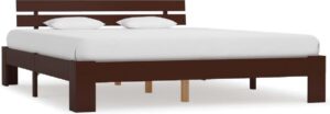 Bedframe Donkerbruin Hout (Incl LW Anti kras Vilt) 180x200 cm - Bed frame met lattenbodem - Tweepersoonsbed Eenpersoonsbed