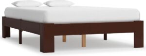 Bedframe Donkerbruin Massief Hout (Incl LW Anti kras Vilt) 120x200 cm - Bed frame met lattenbodem - Tweepersoonsbed Eenpersoonsbed