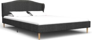 Bedframe Donkergrijs Stof (Incl LW Led klok) 120x200 cm - Bed frame met lattenbodem - Tweepersoonsbed