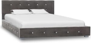 Bedframe Grijs Fluweel Velvet (Incl LW Anti kras Vilt) 120x200 cm - Bed frame met lattenbodem - Tweepersoonsbed Eenpersoonsbed