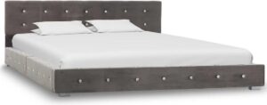 Bedframe Grijs Fluweel Velvet (Incl LW Anti kras Vilt) 140x200 cm - Bed frame met lattenbodem - Tweepersoonsbed Eenpersoonsbed