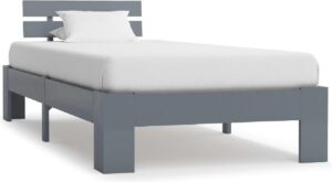 Bedframe Grijs Hout (Incl LW Anti kras Vilt) 100x200 cm - Bed frame met lattenbodem - Tweepersoonsbed Eenpersoonsbed