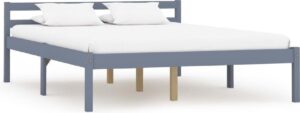 Bedframe Grijs Hout (Incl LW Anti kras Vilt) 140x200 cm - Bed frame met lattenbodem - Tweepersoonsbed Eenpersoonsbed