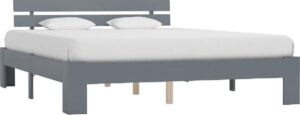 Bedframe Grijs Hout (Incl LW Anti kras Vilt) 160x200 cm - Bed frame met lattenbodem - Tweepersoonsbed Eenpersoonsbed
