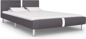 Bedframe Grijs Kunstleer (Incl LW Anti kras Vilt) 140x200 cm - Bed frame met lattenbodem - Tweepersoonsbed Eenpersoonsbed