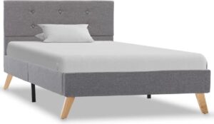Bedframe Grijs Stof (Incl LW Anti kras Vilt) 100x200 cm - Bed frame met lattenbodem - Tweepersoonsbed Eenpersoonsbed